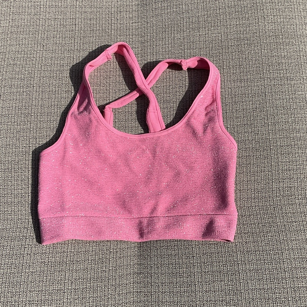 Phat BUDDAH Pink Glitter Sports Bra